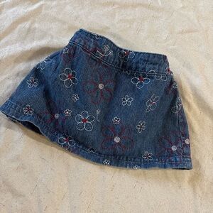 Vintage Baby Floral Embroidered Denim Skirt, USA colors